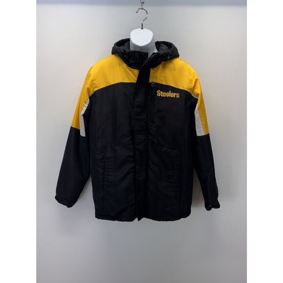 NFL Pittsburgh Steelers Jacket Full Zip Hooded Coat Men’s Size Medium - Picture 1 of 9